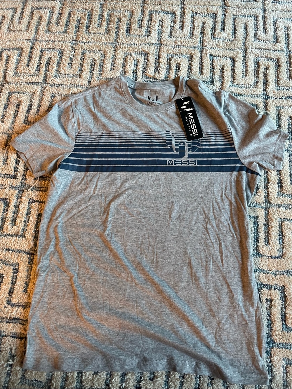 MESSI COLLECTION Men’s Gray Crew Neck Graphic T-Shirt